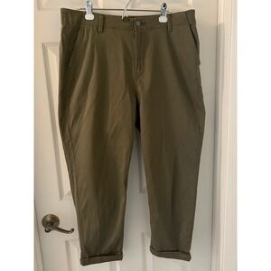 Gap Women's Olive Green Ankle Pants Sz 16 Casual Stretch Chino Crop Pants Cuffed